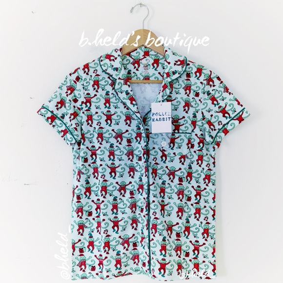 Roller Rabbit Monkey Mas Polo Pajamas in Mint Green Size XS Brand New NWT - Picture 2 of 16